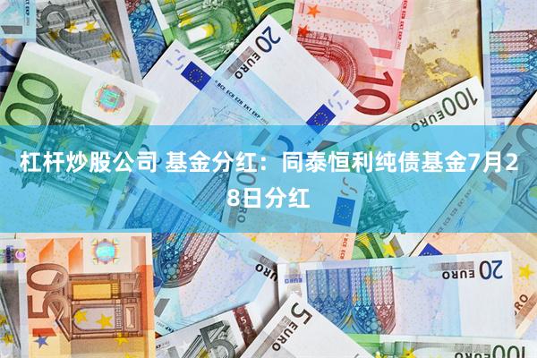 杠杆炒股公司 基金分红：同泰恒利纯债基金7月28日分红