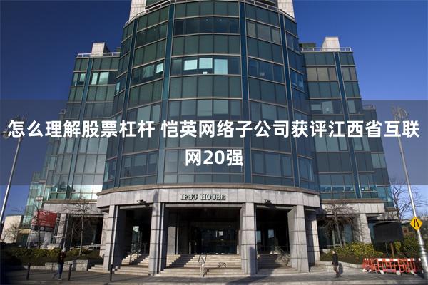 怎么理解股票杠杆 恺英网络子公司获评江西省互联网20强