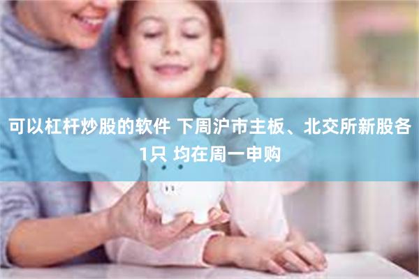 可以杠杆炒股的软件 下周沪市主板、北交所新股各1只 均在周一申购
