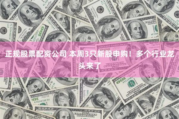 正规股票配资公司 本周3只新股申购！多个行业龙头来了