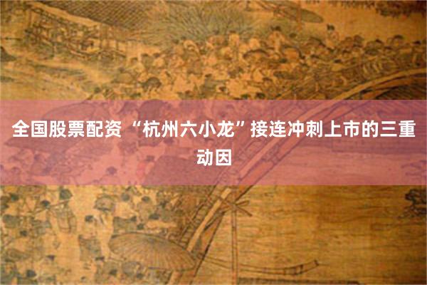 全国股票配资 “杭州六小龙”接连冲刺上市的三重动因