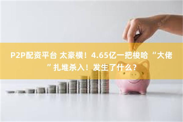 P2P配资平台 太豪横！4.65亿一把梭哈 “大佬”扎堆杀入！发生了什么？