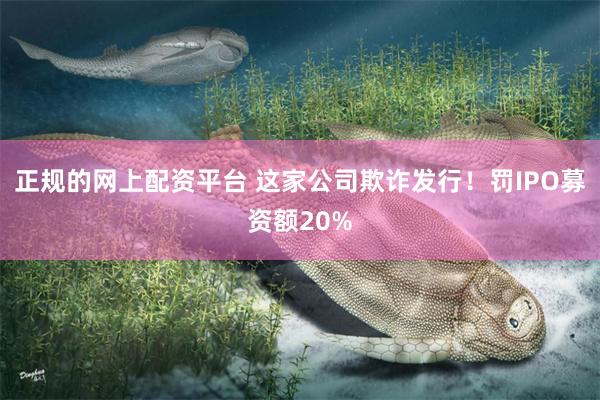 正规的网上配资平台 这家公司欺诈发行！罚IPO募资额20%