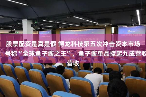股票配资是真是假 鲟龙科技第五次冲击资本市场：号称“全球鱼子酱之王”，鱼子酱单品撑起九成营收