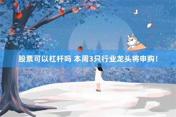 股票可以杠杆吗 本周3只行业龙头将申购！