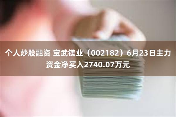 个人炒股融资 宝武镁业(002182)6月23日主力资金净买入2740.07万元