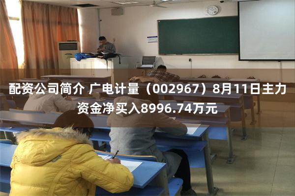 配资公司简介 广电计量（002967）8月11日主力资金净买入8996.74万元