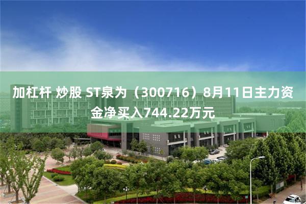 加杠杆 炒股 ST泉为（300716）8月11日主力资金净买入744.22万元