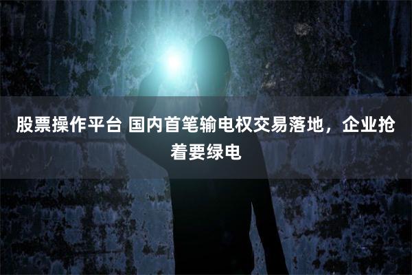 股票操作平台 国内首笔输电权交易落地,企业抢着要绿电
