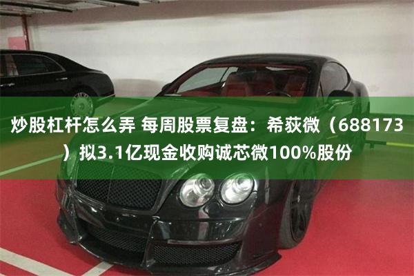 炒股杠杆怎么弄 每周股票复盘:希荻微(688173)拟3.1亿现金收购诚芯微100%股份