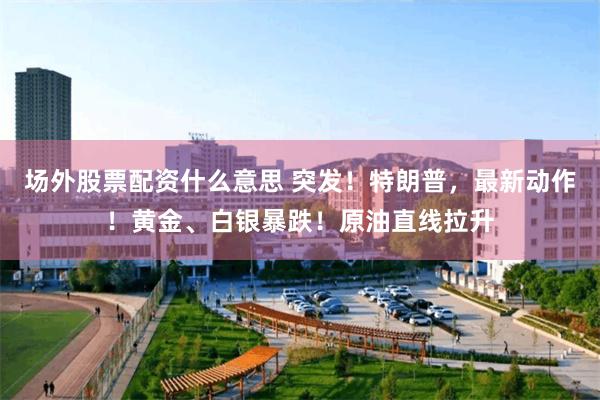 场外股票配资什么意思 突发!特朗普,最新动作!黄金、白银暴跌!原油直线拉升