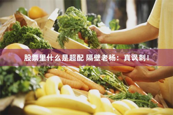 股票里什么是超配 隔壁老杨:真讽刺!