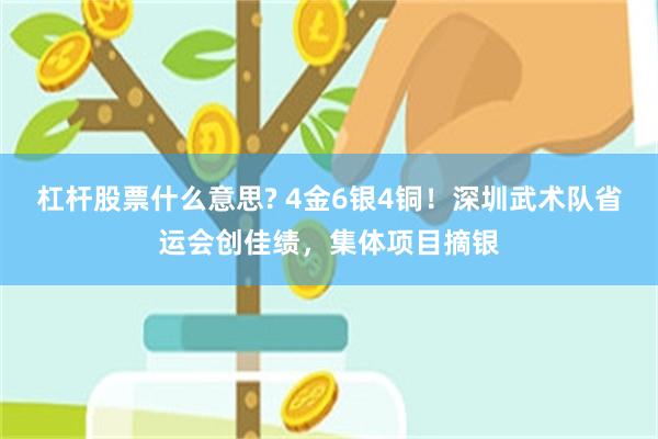 杠杆股票什么意思? 4金6银4铜！深圳武术队省运会创佳绩，集体项目摘银