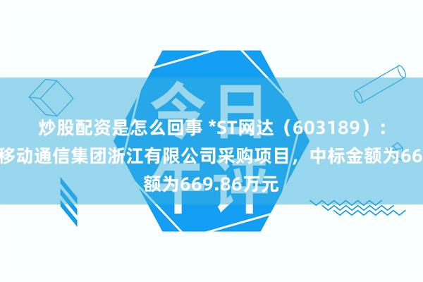 炒股配资是怎么回事 *ST网达（603189）：中标中国移动通信集团浙江有限公司采购项目，中标金额为669.86万元