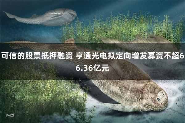 可信的股票抵押融资 亨通光电拟定向增发募资不超66.36亿元