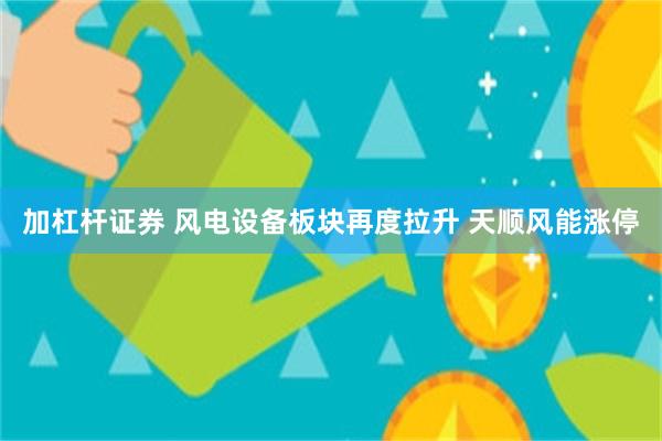 加杠杆证券 风电设备板块再度拉升 天顺风能涨停